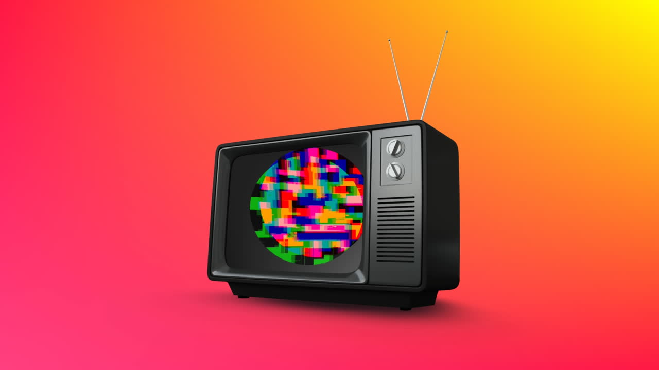 viejo televisor con estática colorida