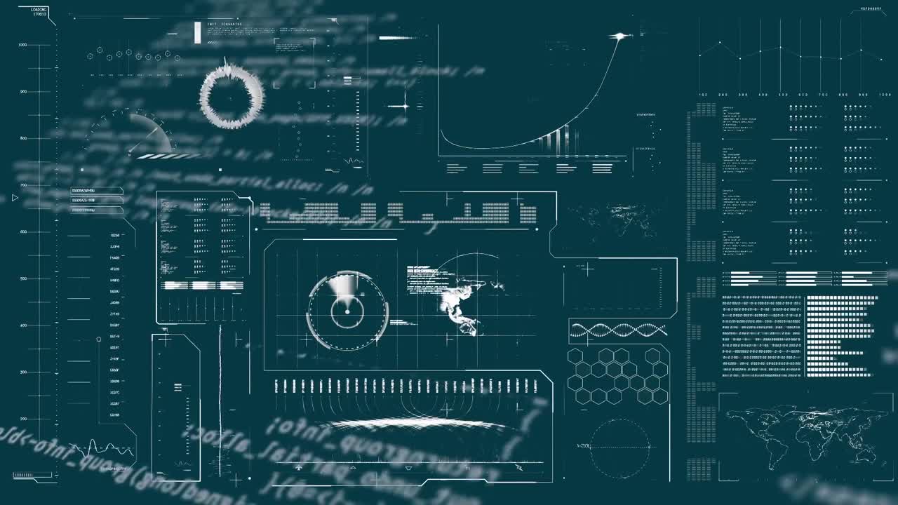 Animation of data processing over gray background