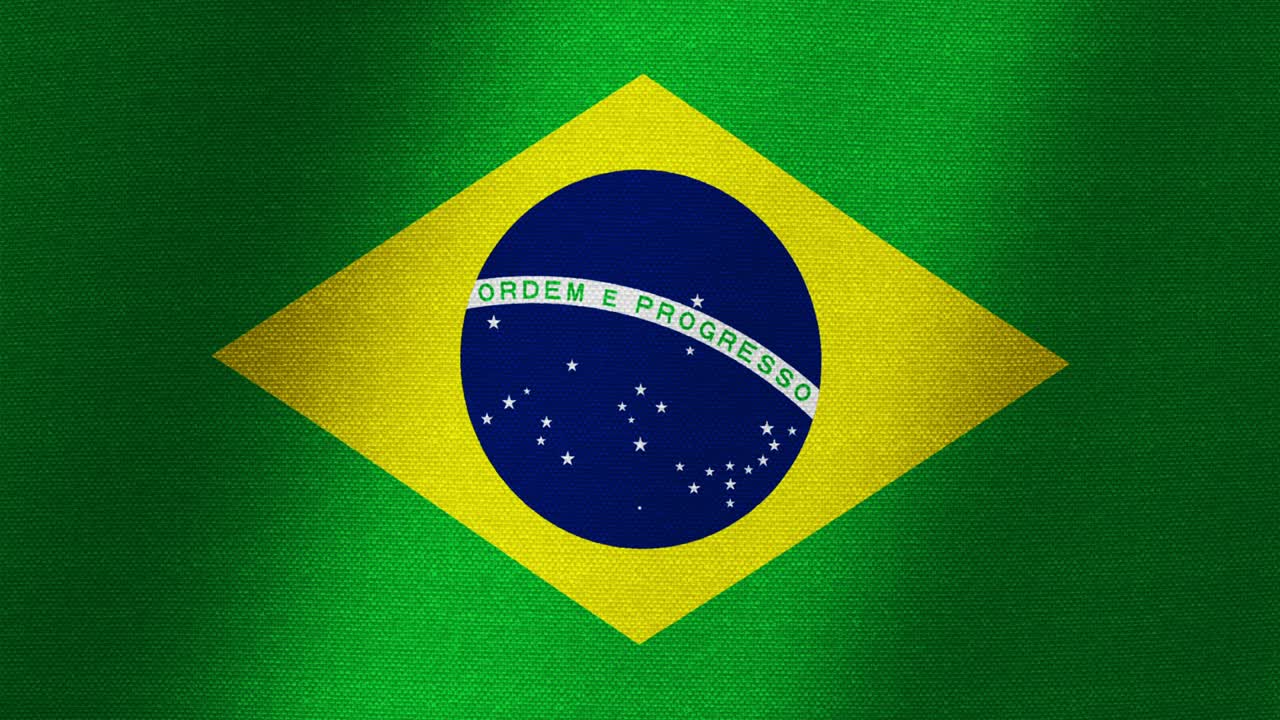 la bandera de brasil. el aleteo lento del lienzo. la fluctuación de la tela.