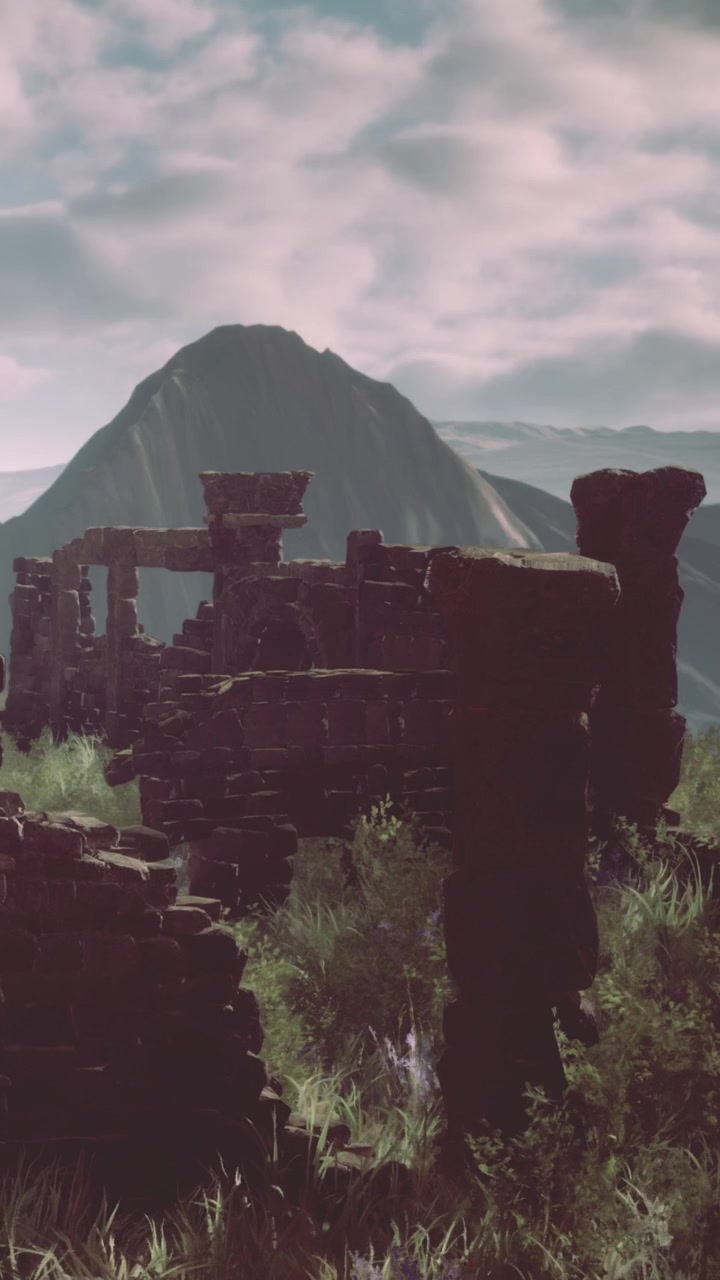 Prozkoumávání starověkých zřícenin s horami v pozadí ve dne