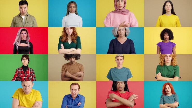 Collage of Diverse People Expressing Anger