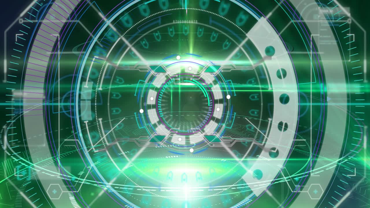 녹색 배경에 대한 범위 스캔과 데이터 처리의 애니메이션