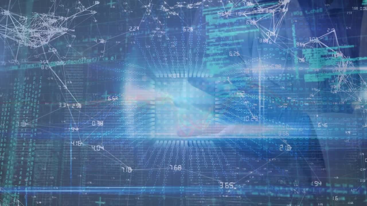 스테토스코프를 가진 의사 위에 아이콘과 연결 네트워크의 애니메이션