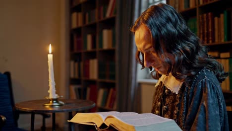 gentleman reading in a historic library