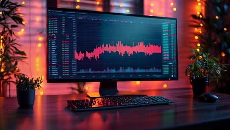 un monitor de computadora sentado en la parte superior de un escritorio de madera