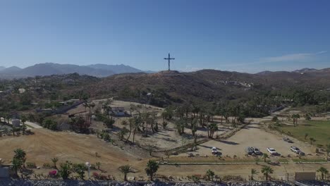 aerial shot of the marina and the cross of san jose del cabo, baja california sur