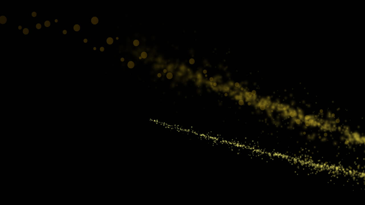 Animation of glowing yellow light trial with copy space on black background