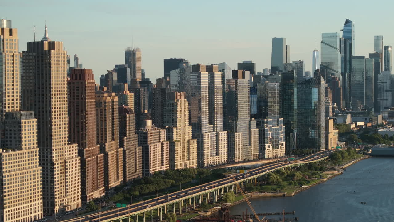 Vista aérea do Upper West Side de Nova Iorque. Registrado num dia de verão