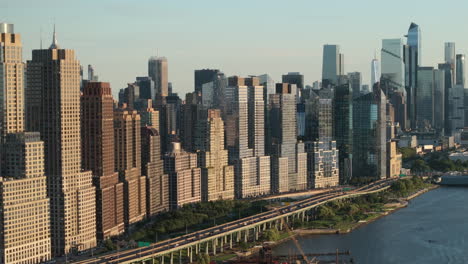 aerial view of new york city's upper west side. shot on a summer day