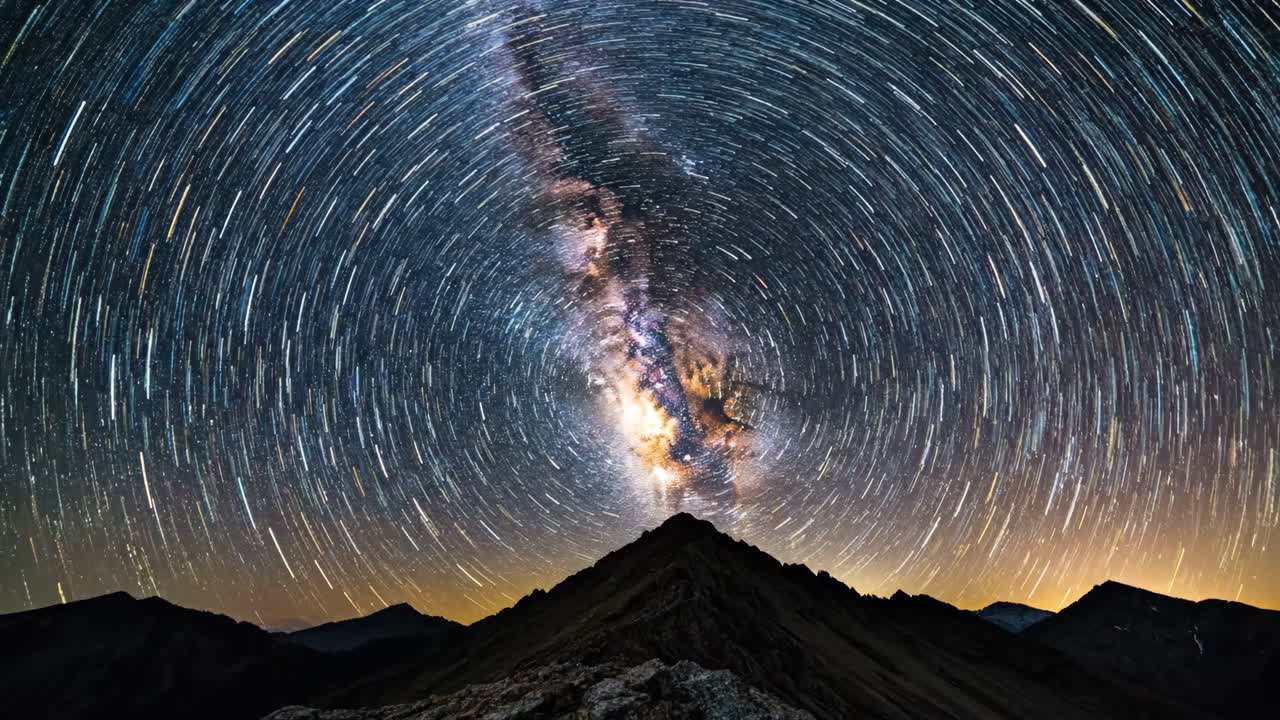 Star Trails and the Milky Way over Mountain Peaks