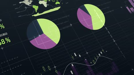 animación del procesamiento de datos financieros sobre un fondo negro