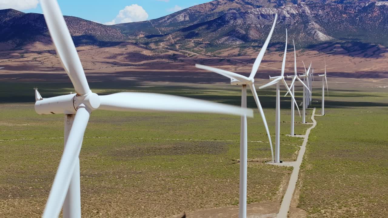 Wind turbines in Nevada providing clean energy amid scenic landscapes