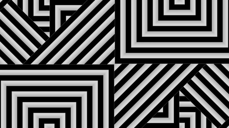 Seamless Loop of Moving Black and White Geometric Patterns