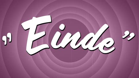 animation of einde text over vintage purple circles