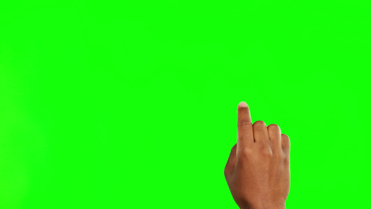 Isolated hand, swipe and click with green screen