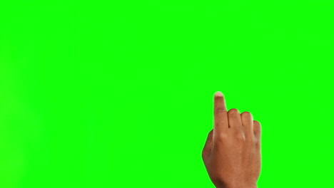 isolated hand, swipe and click with green screen