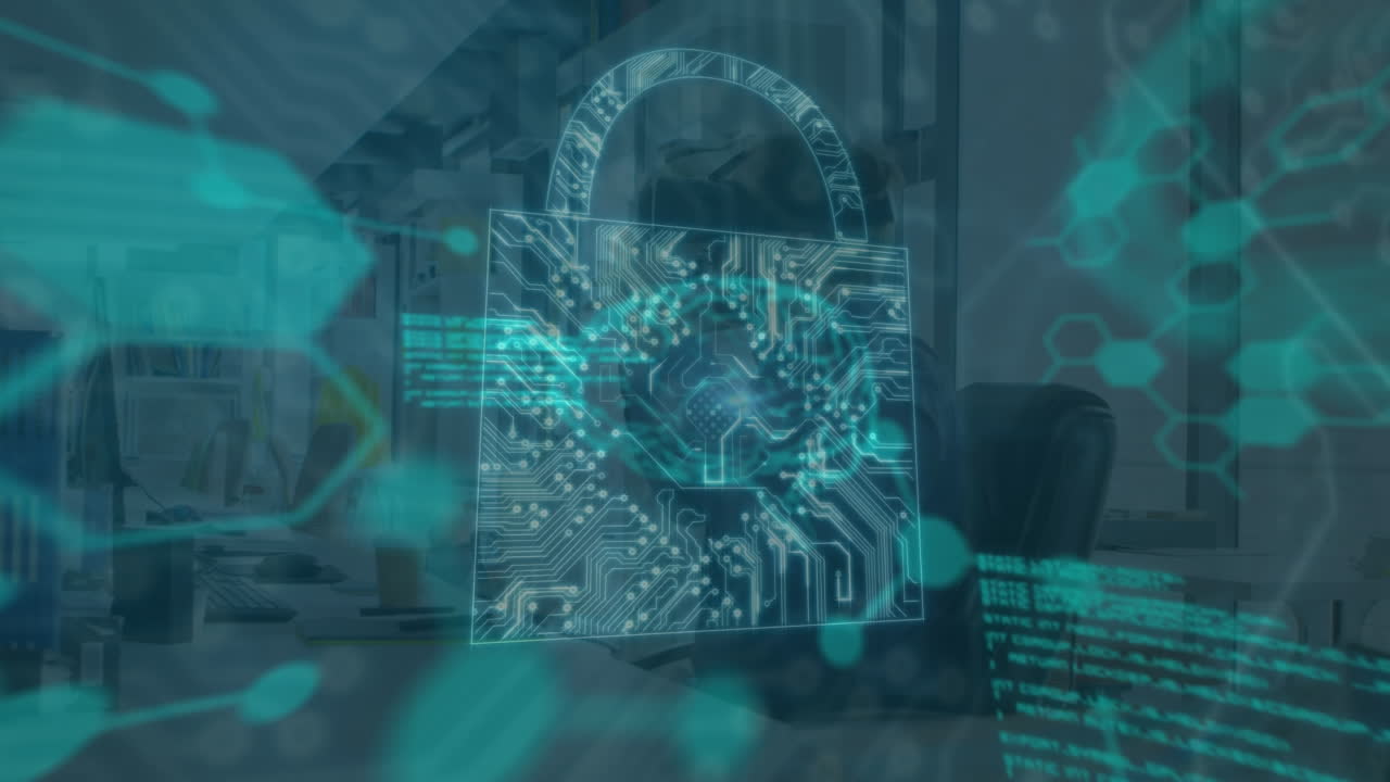 animación de escaneo de alcance y procesamiento de datos sobre empresario caucásico usando auriculares vr