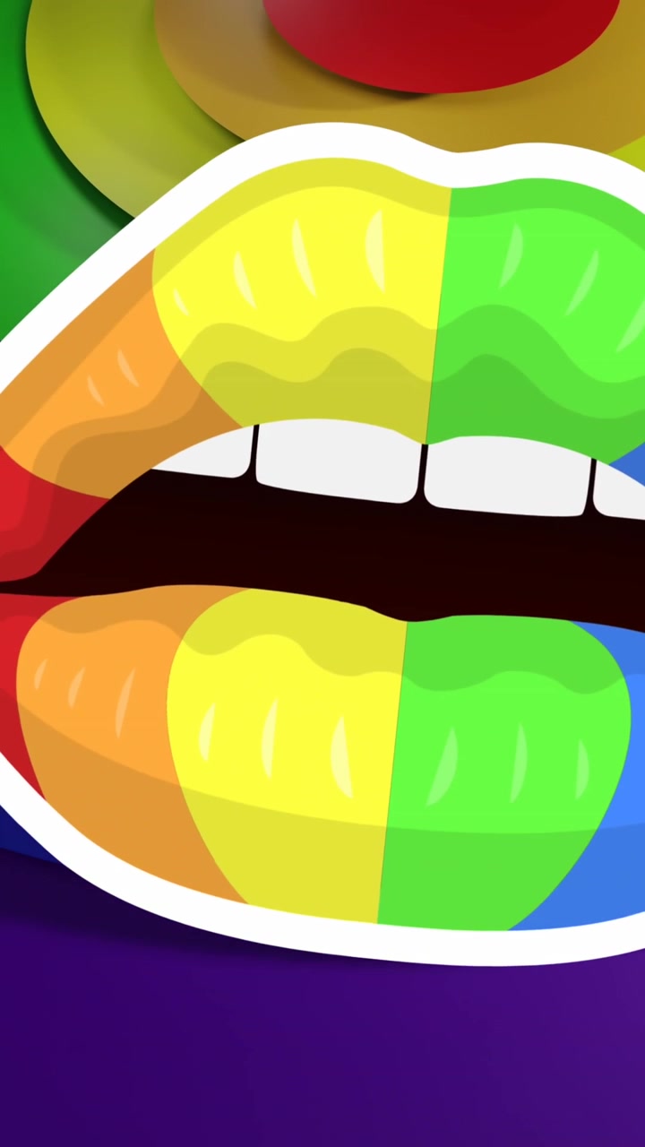 Animation of rainbow lips over rainbow background