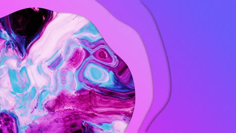 panel púrpura curvo sobre un fondo de remolino líquido rosado