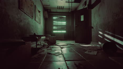 abandoned hospital corridor