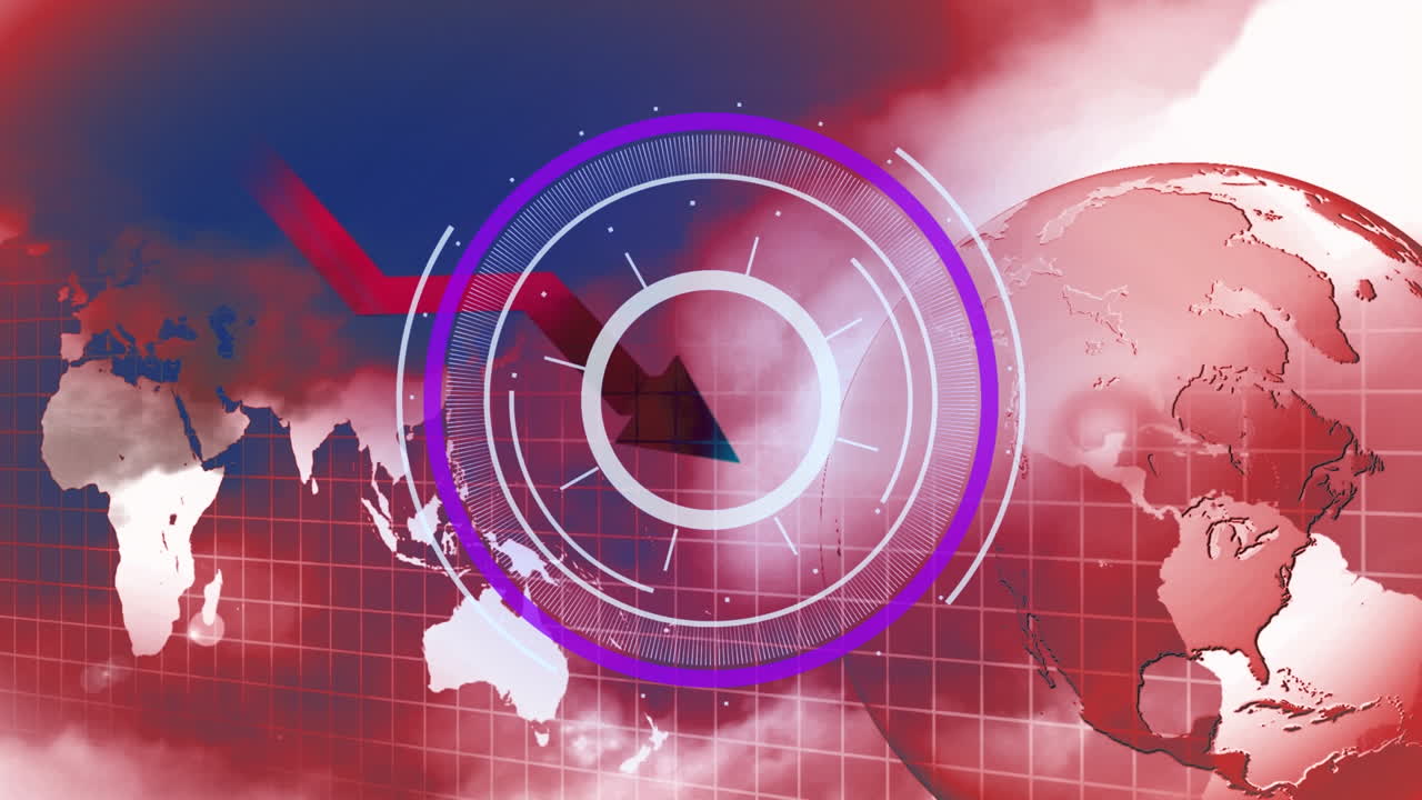 animación del escaneo de alcance sobre el globo y el mapa del mundo sobre fondo azul