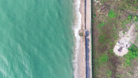 aerial view of the beautiful coastline and the beach.