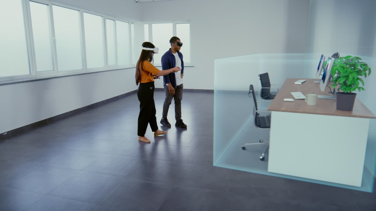 experiencia de realidad virtual en la oficina moderna