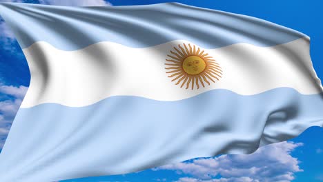 flag of argentina against a cloudy sky (alpha channel, loopable)