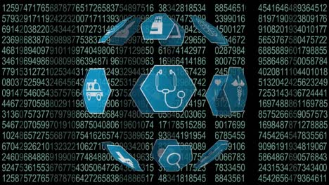 iconos médicos y códigos binarios