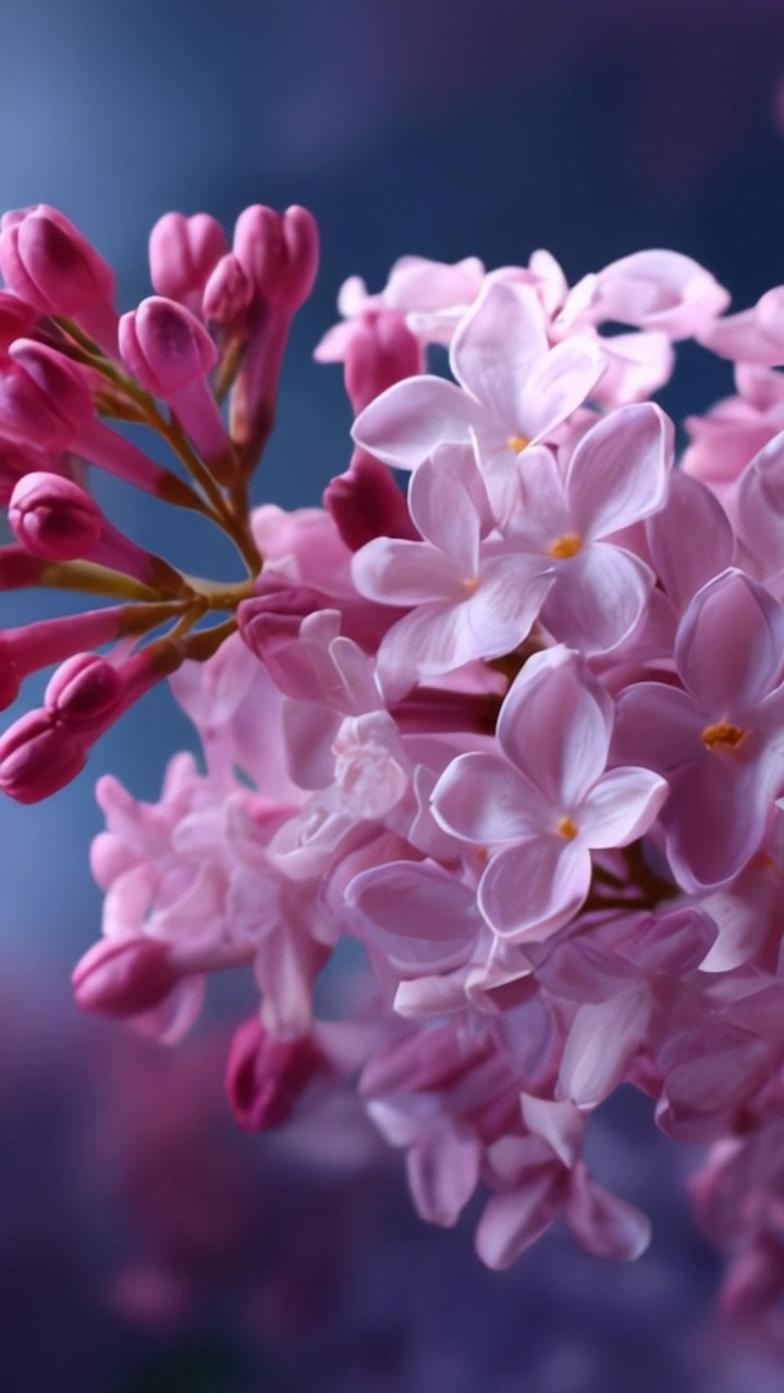 Close-Up Menakjubkan Bunga Lilac Menampilkan Kelopak Merah Muda Lembut dan Kuncup Cerah dalam Susunan Bunga yang Indah.