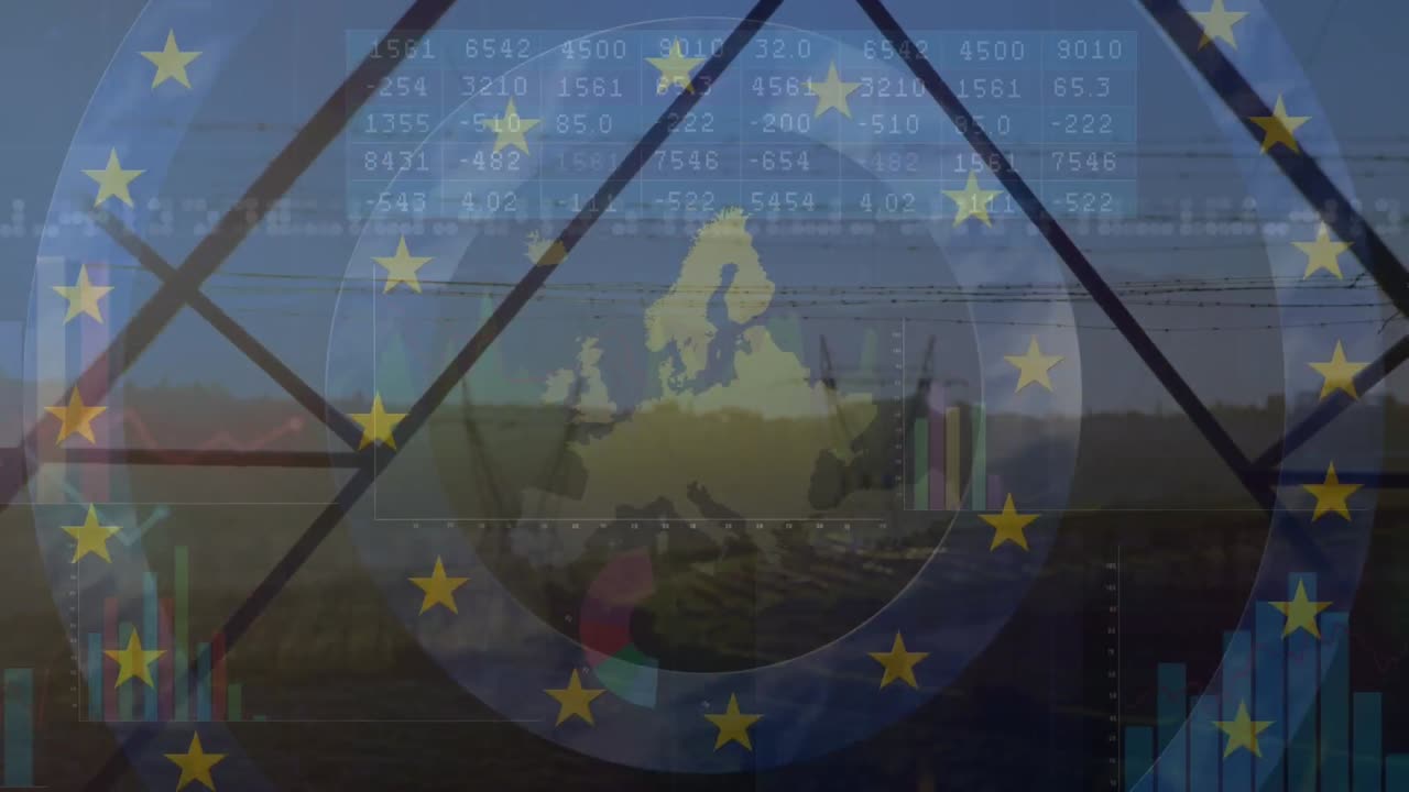 데이터 처리에 대한 유럽과 eu  ⁇ 발 서클의 애니메이션