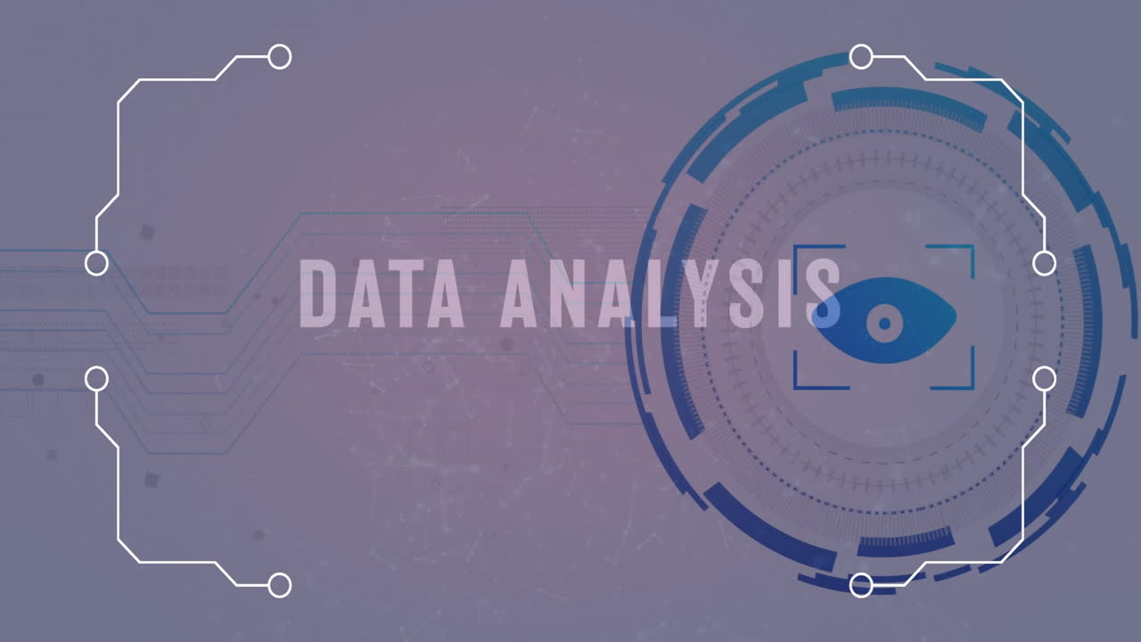 Analyzing data with digital interface elements on abstract animation background
