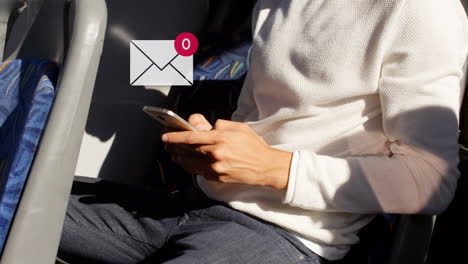 man texting with envelope icon