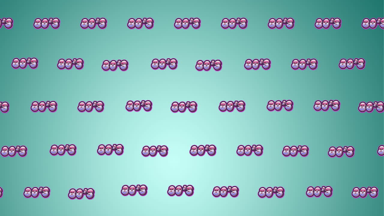 Animation of multiple 80s text over blue background