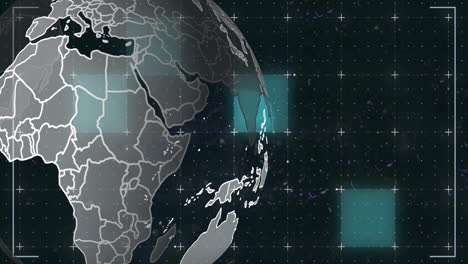 animación del globo sobre formas en fondo negro
