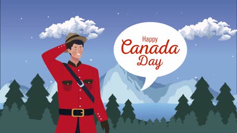 animación de personajes de officer ranger canadiense
