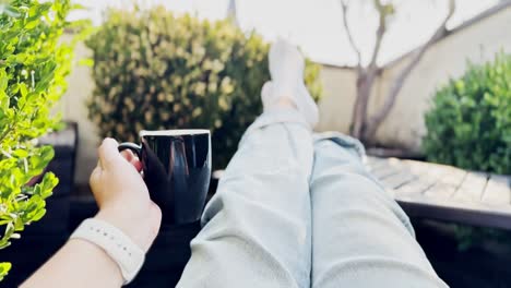 serene coffee break: outdoor pov