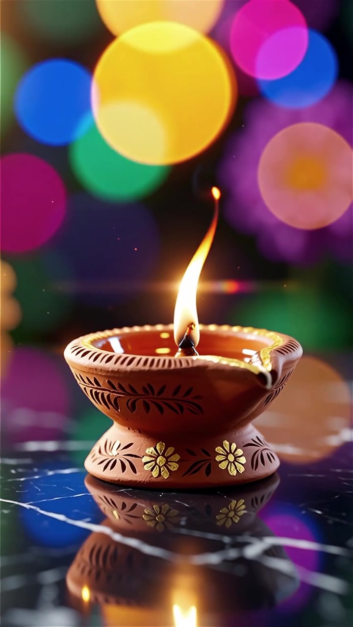 Sfondo del Festival Diwali con lanterne e decorazioni tradizionali Diyas.