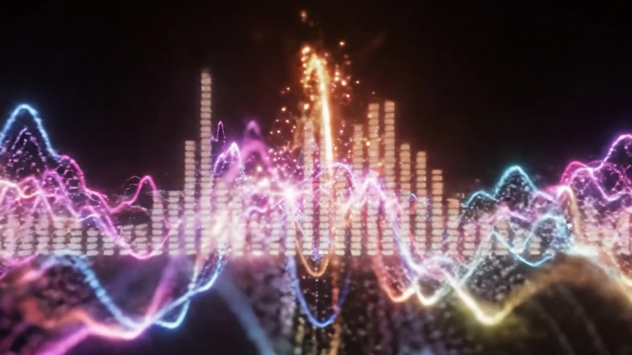 Dynamic Visualization of Sound Waves with Vibrant Colors Capturing Audio Frequencies and Their Rhythmic Patterns in Motion