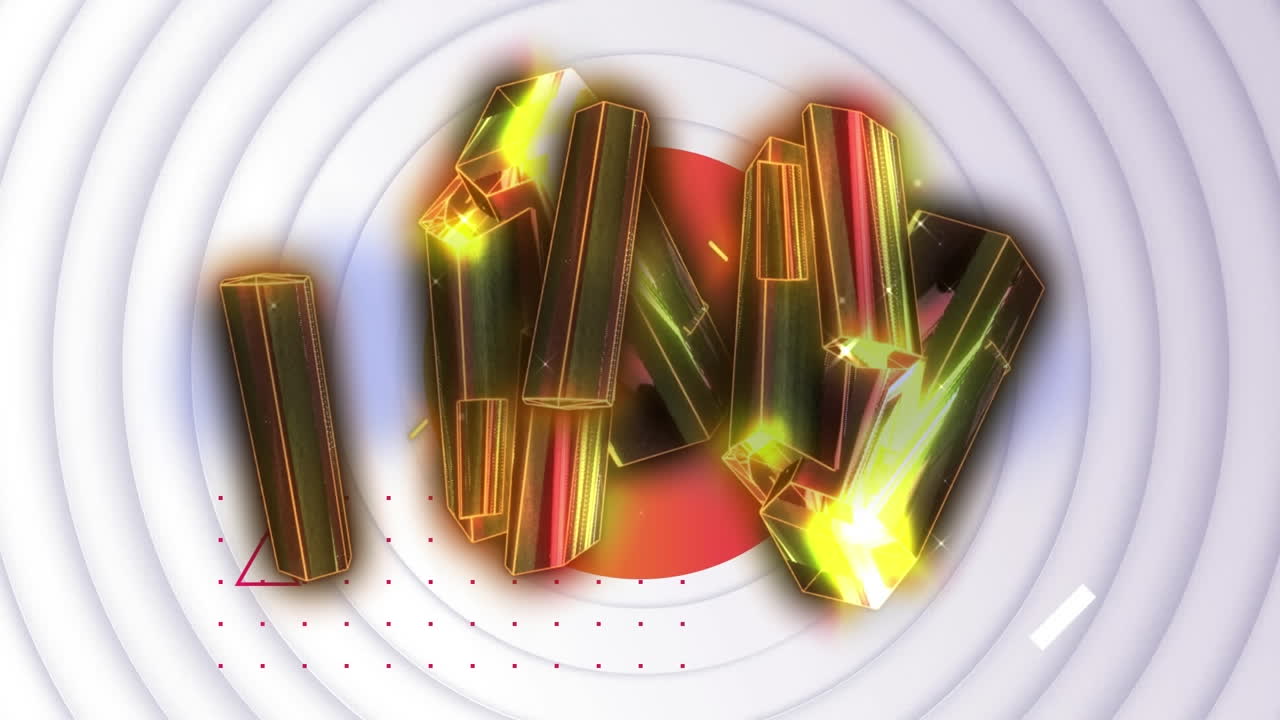 색 배경에 원형 패턴에 대 한 기하학적 모양 위에 3d 바의 애니메이션