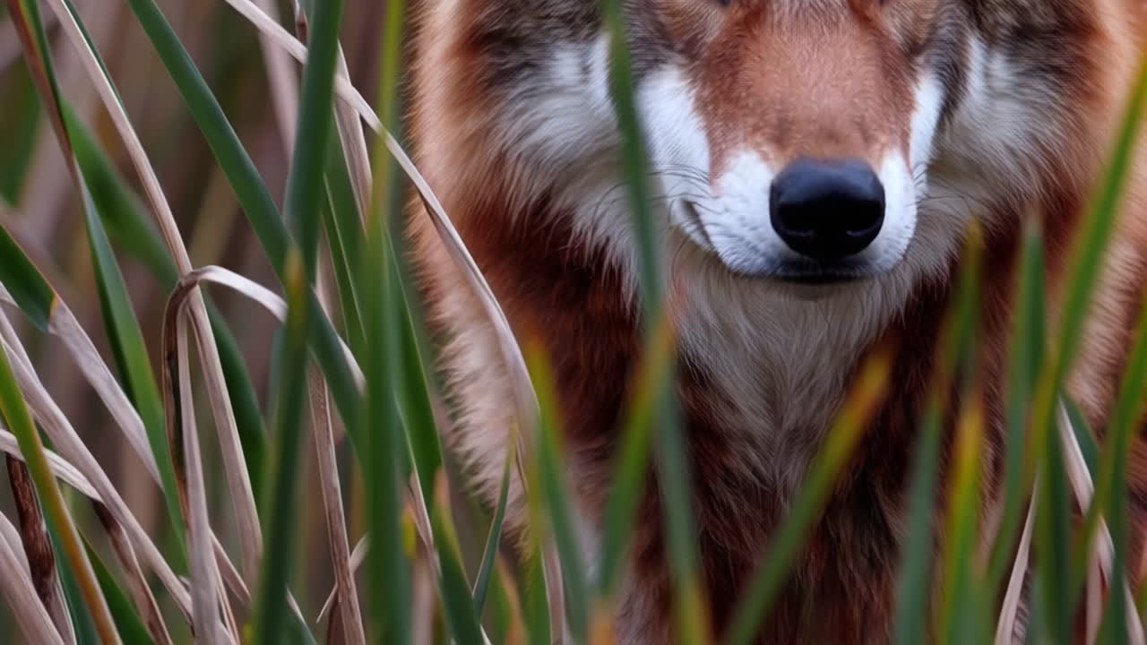 Red Wolf in Marsh Grass
