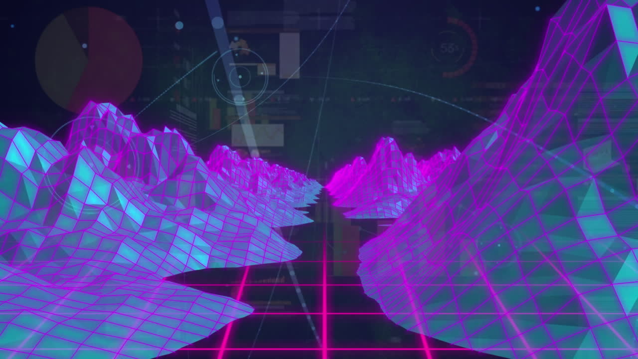 데이터 처리에 대한 디지털 산의 애니메이션