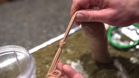 medical cannabis placed inside cloth for preparation - close up shot