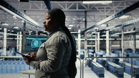 data center software developer adjusts system settings to improve ai rigs