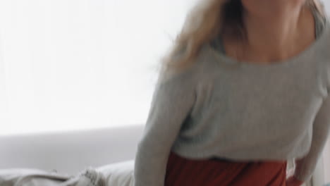 beautiful young woman dancing to music at home feeling happy enjoying funny dance having fun positive lifestyle 4k footage