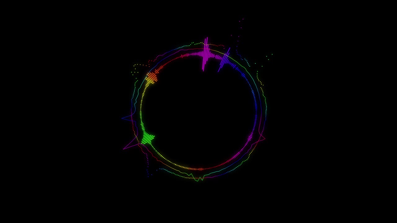 diseño de onda espectral de rebote en fondo negro forma de onda vibrante. simulación de espectro de audio para animación futurista de música.