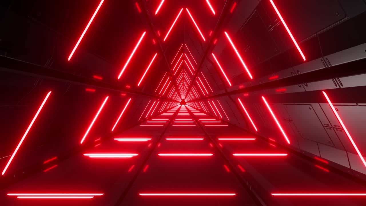 Red Neon Triangle Tunnel