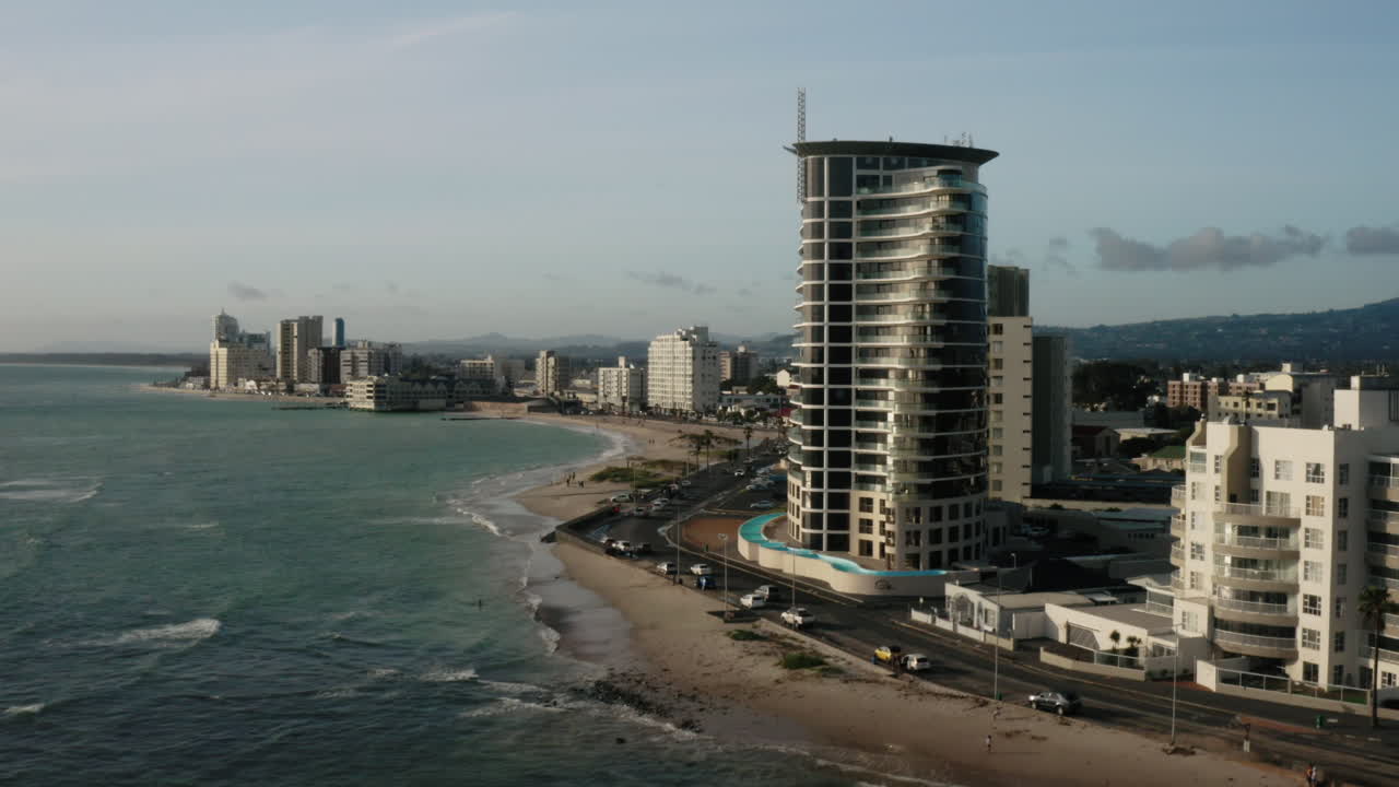 Drone Shot Over the Ocean of Strand Coastline in South Africa