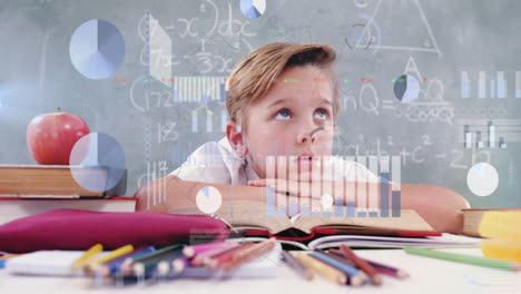 animación del procesamiento de datos científicos sobre un escolar caucásico