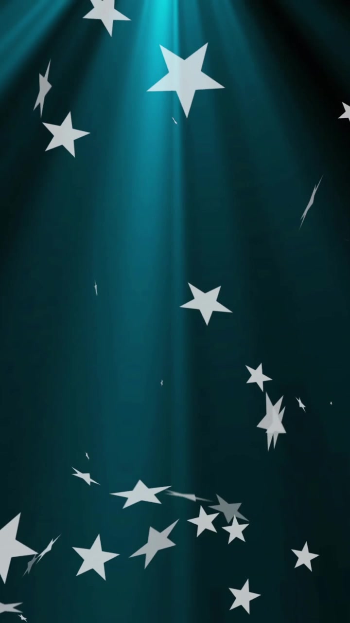 Animazione di stelle e neve che cadono su sfondo blu.